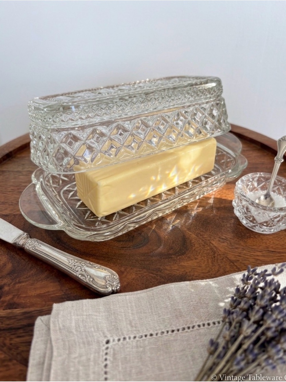 Vintage Clear Cut Glass Covered Butter Dish & Lid | Multi-Use Trinket Box